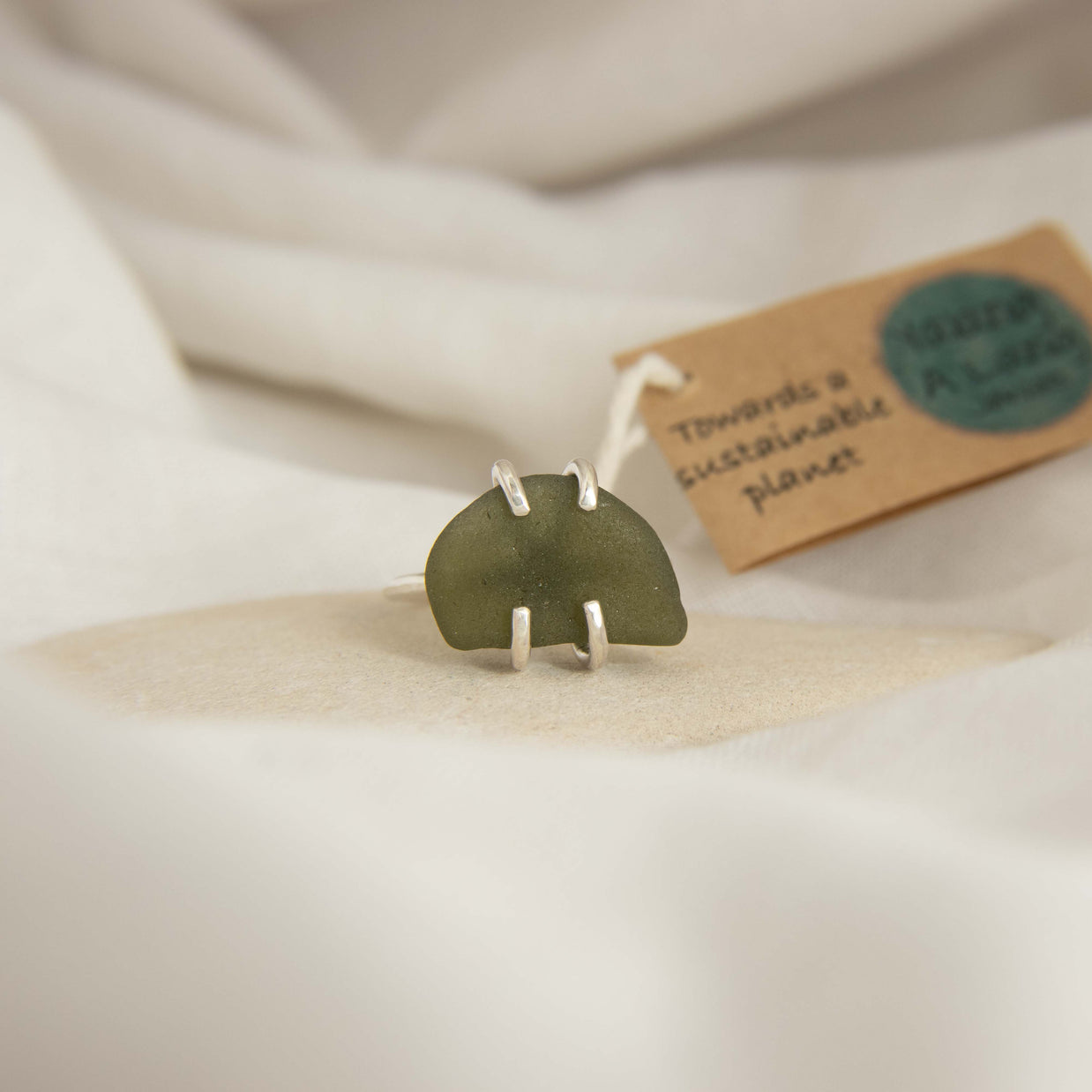 Seaglass Ring Size T (Mornington Beach)