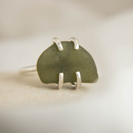 Seaglass Ring Size T (Mornington Beach)