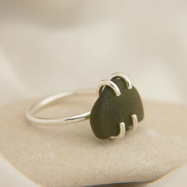 Seaglass Ring Size T (Mornington Beach)
